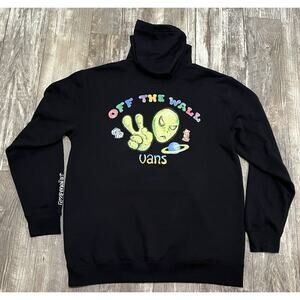 Vans x Crayola Hoodie Mens XL Black Pullover Fleece Off The Wall Skate Alien